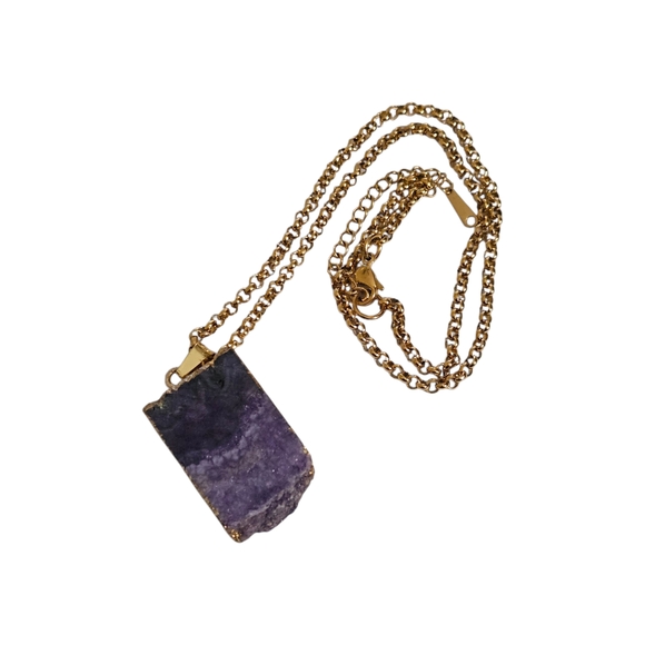 NWT - Amethyst And Gold Pendant Necklace - Picture 2 of 10